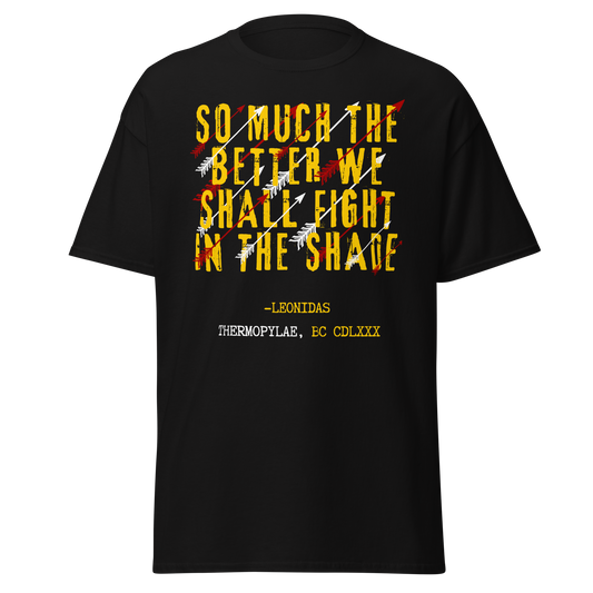 We Shall Fight in the Shade – Spartan Leonidas Quote T-Shirt