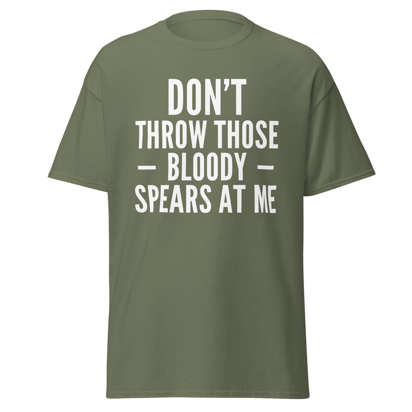 "Don't Throw Those Bloody Spears at Me" T-Shirt – Michael Caine Impression T-Shirt